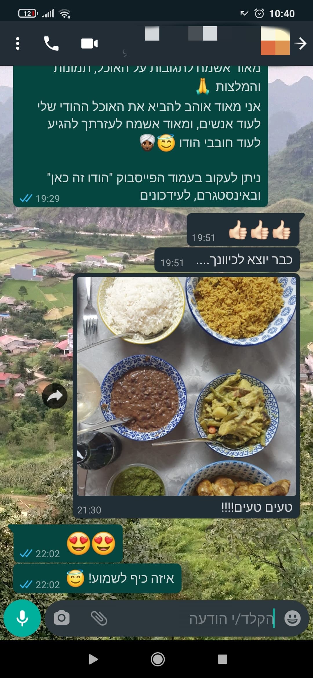 צילום ארוחה הודית מסעודה פרטית — אורז, דאל, קארי וצ׳אטני